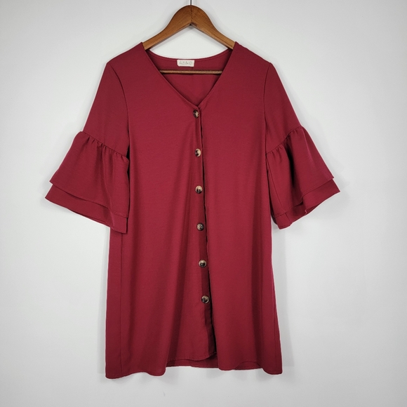 She & Sho Blouse Maroon Sz Small - Picture 1 of 6